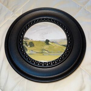 Black Round Framed Landscape Nature Oil Acrylic Gouache Painting Art